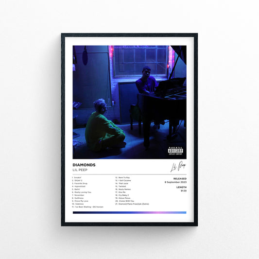 Lil Peep - Diamonds Framed Poster Print | Polaroid Style | Album Cover Artwork