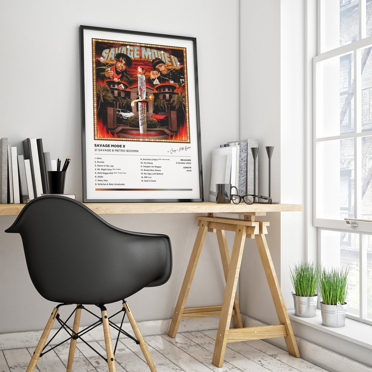 21 Savage & Metro Boomin - SAVAGE MODE II Framed Poster Print | Polaroid Style | Album Cover Artwork
