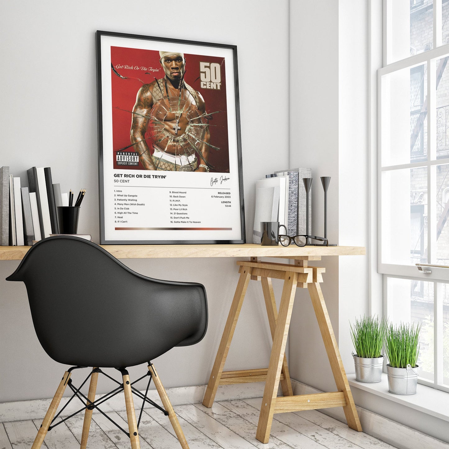 50 Cent - Get Rich Or Die Tryin' Framed Poster Print | Polaroid Style | Album Cover Artwork