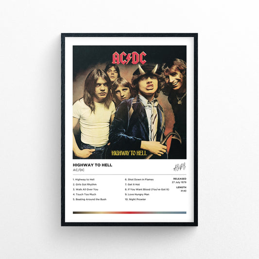 ACDC - Highway to Hell Framed Poster Print | Polaroid Style | Album Cover Artwork