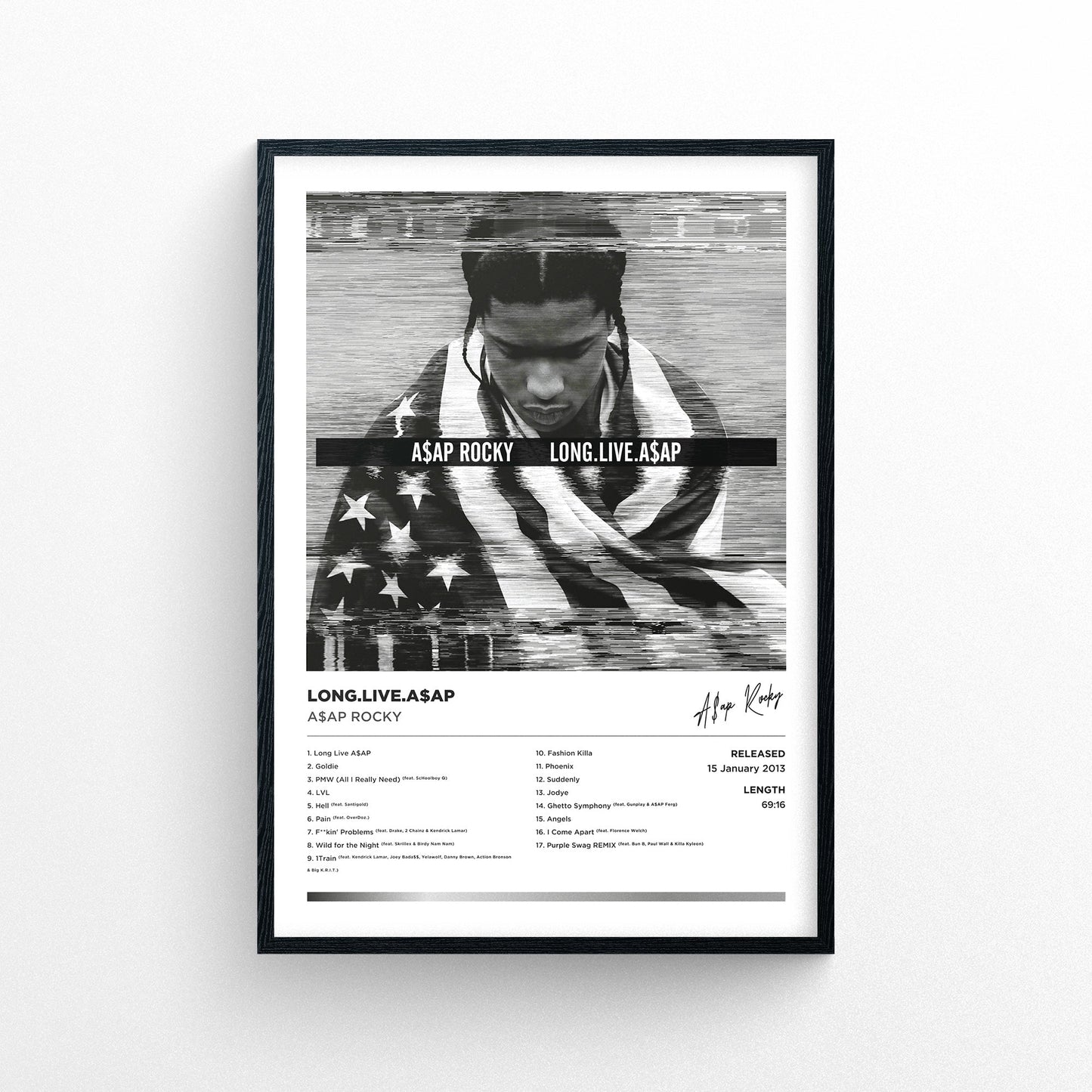 A$AP Rocky - Long Live Asap Framed Poster Print | Polaroid Style | Album Cover Artwork