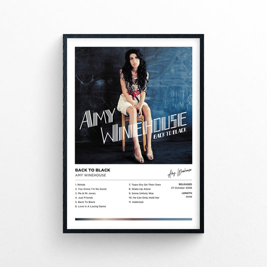 Amy Winehouse - Back To Black Framed Poster Print | Polaroid Style | Album Cover Artwork