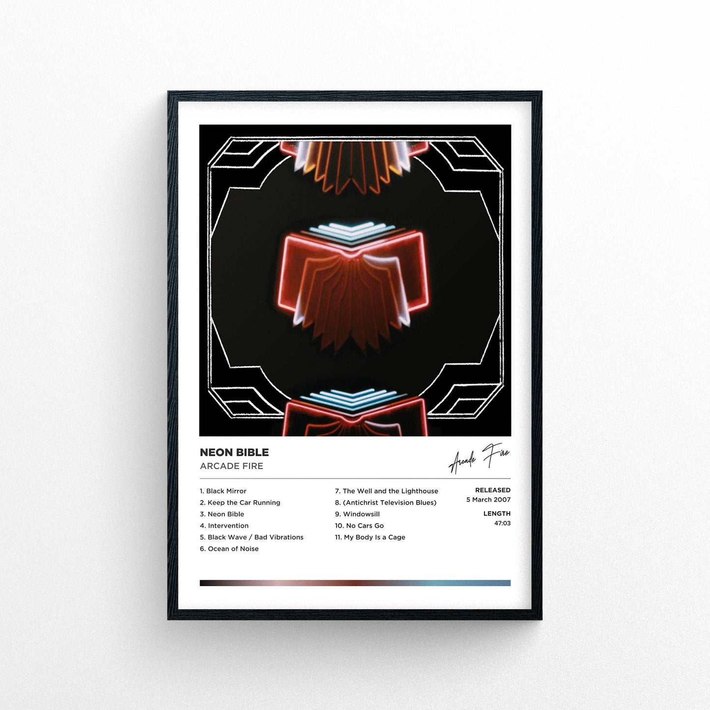 Arcade Fire - Neon Bible Framed Poster Print | Polaroid Style | Album Cover Artwork