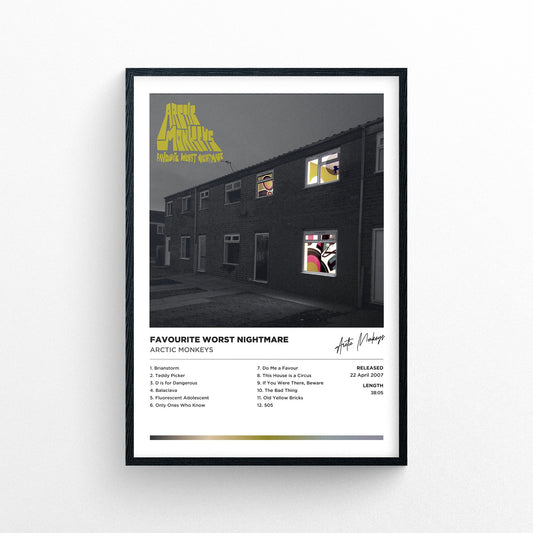 Arctic Monkeys - Favourite Worst Nightmare Poster Print - Framed Options Available | Polaroid Style | Album Cover Artwork