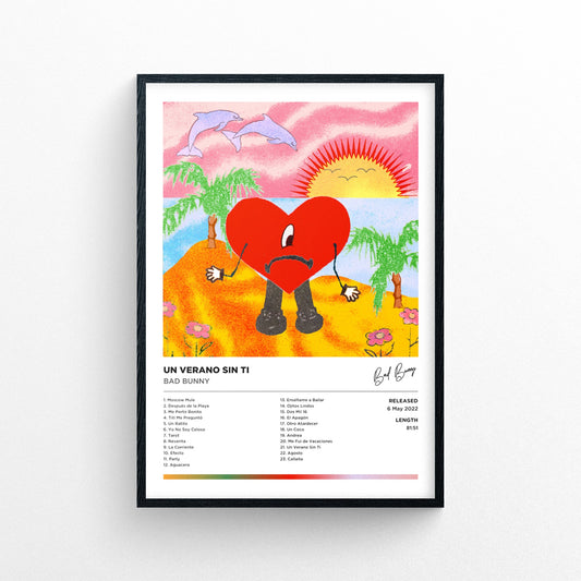 Bad Bunny - Un Verano Sin Ti Poster Print - Framed Options Available | Polaroid Style | Album Cover Artwork