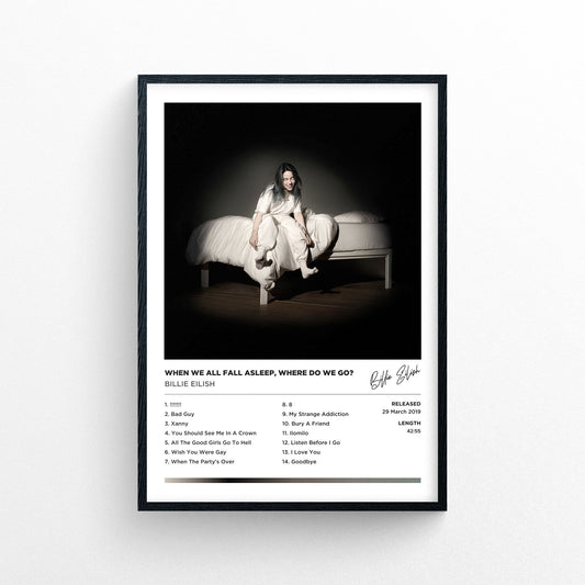 Billie Eilish - When We All Fall Asleep Framed Poster Print | Polaroid Style | Album Cover Artwork
