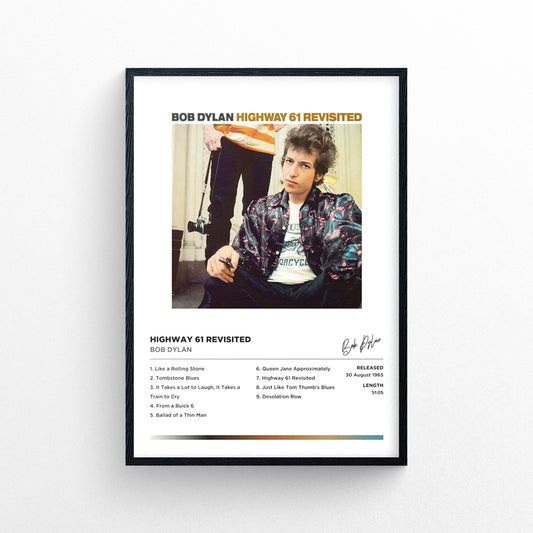 BoB Dylan - Highway 61 Revisited Framed Poster Print | Polaroid Style | Album Cover Artwork