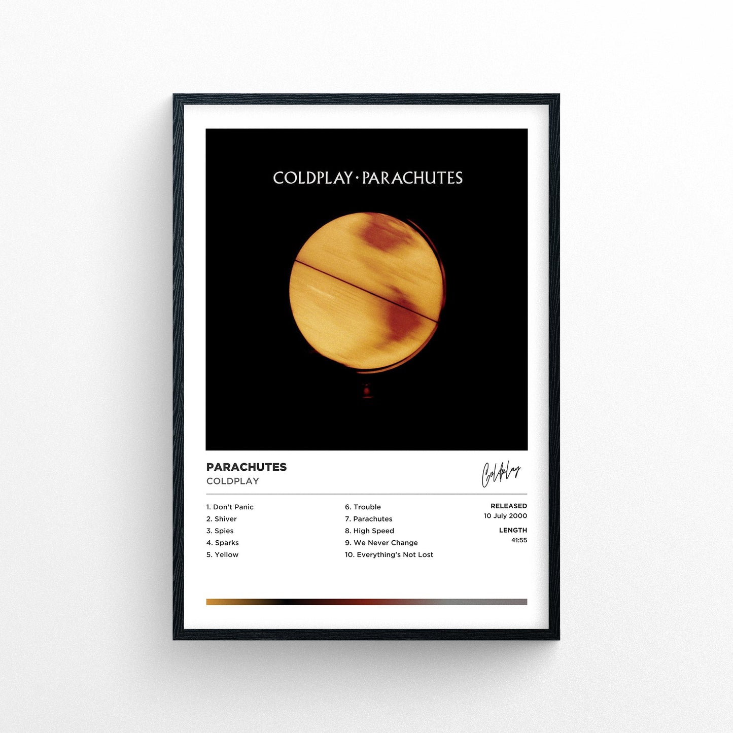 Coldplay - Parachutes Framed Poster Print | Polaroid Style | Album Cover Artwork