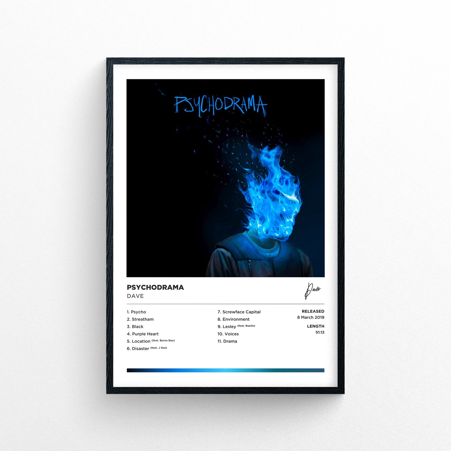 Dave - Psychodrama Framed Poster Print | Polaroid Style | Album Cover Artwork