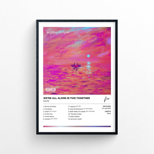 Dave - We're All Alone In This Together Poster Print - Framed Options Available | Polaroid Style | Album Cover Artwork
