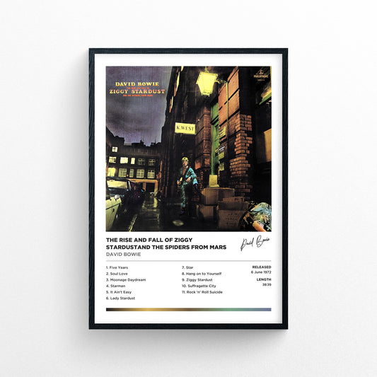 David Bowie - Ziggy Stardust Poster Print - Framed Options Available | Polaroid Style | Album Cover Artwork