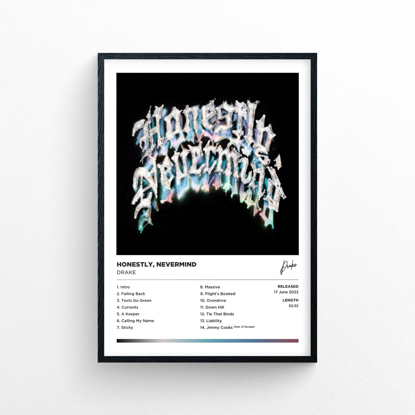Drake - Honestly Nevermind Framed Poster Print | Polaroid Style | Album Cover Artwork