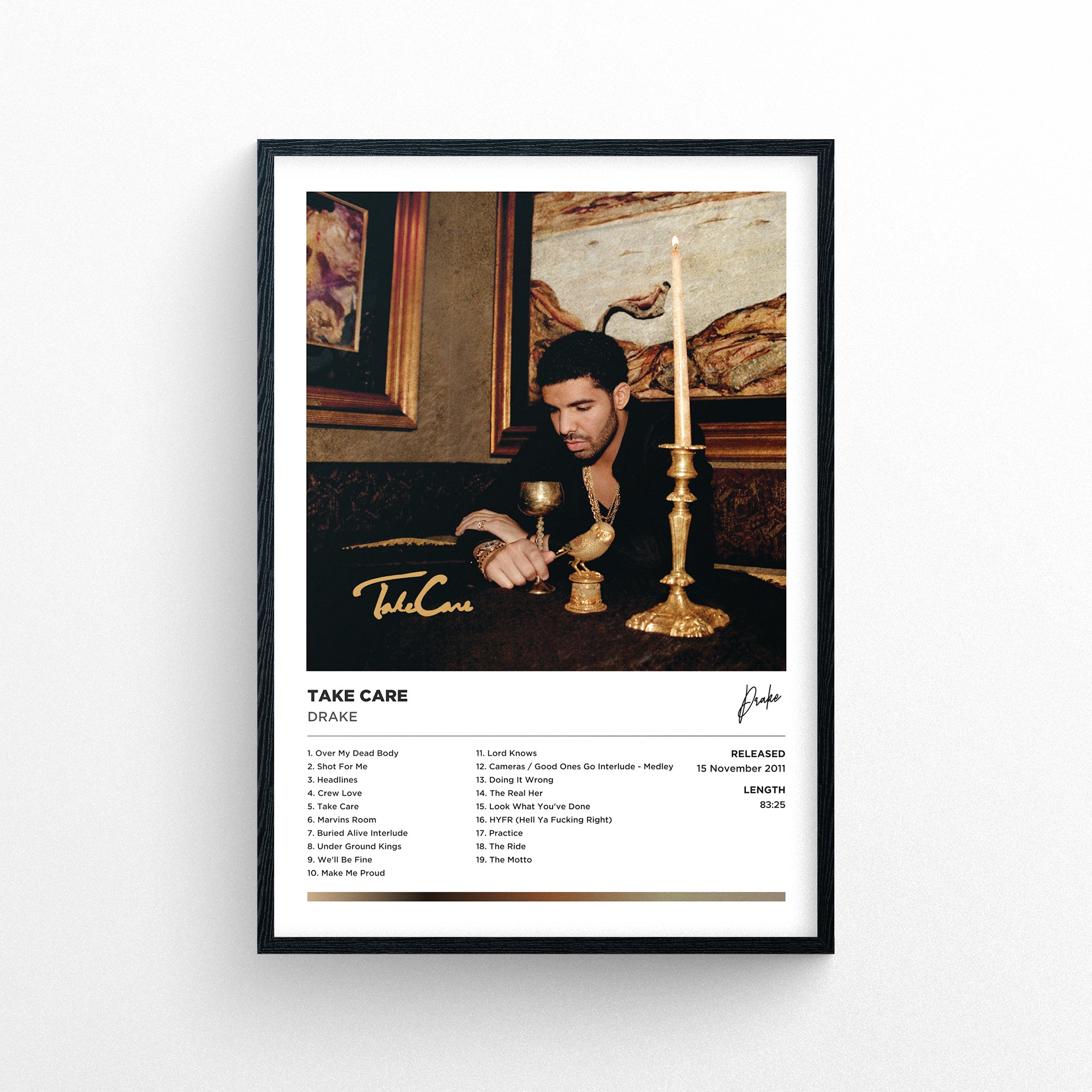 Drake - Take Care Framed Poster Print | Polaroid Style | Album Cover A
