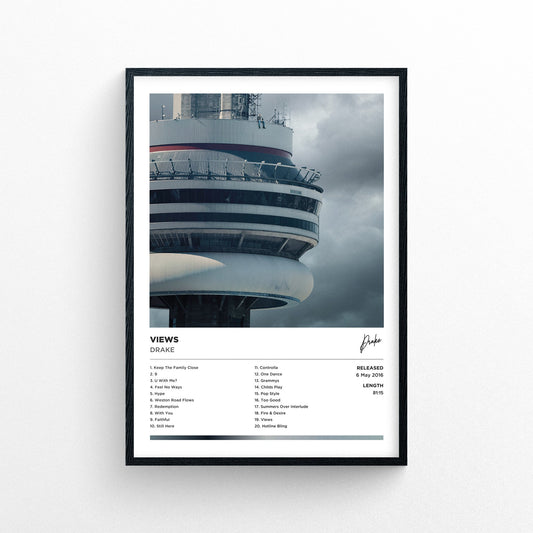 Drake - Views Framed Poster Print | Polaroid Style | Album Cover Artwork
