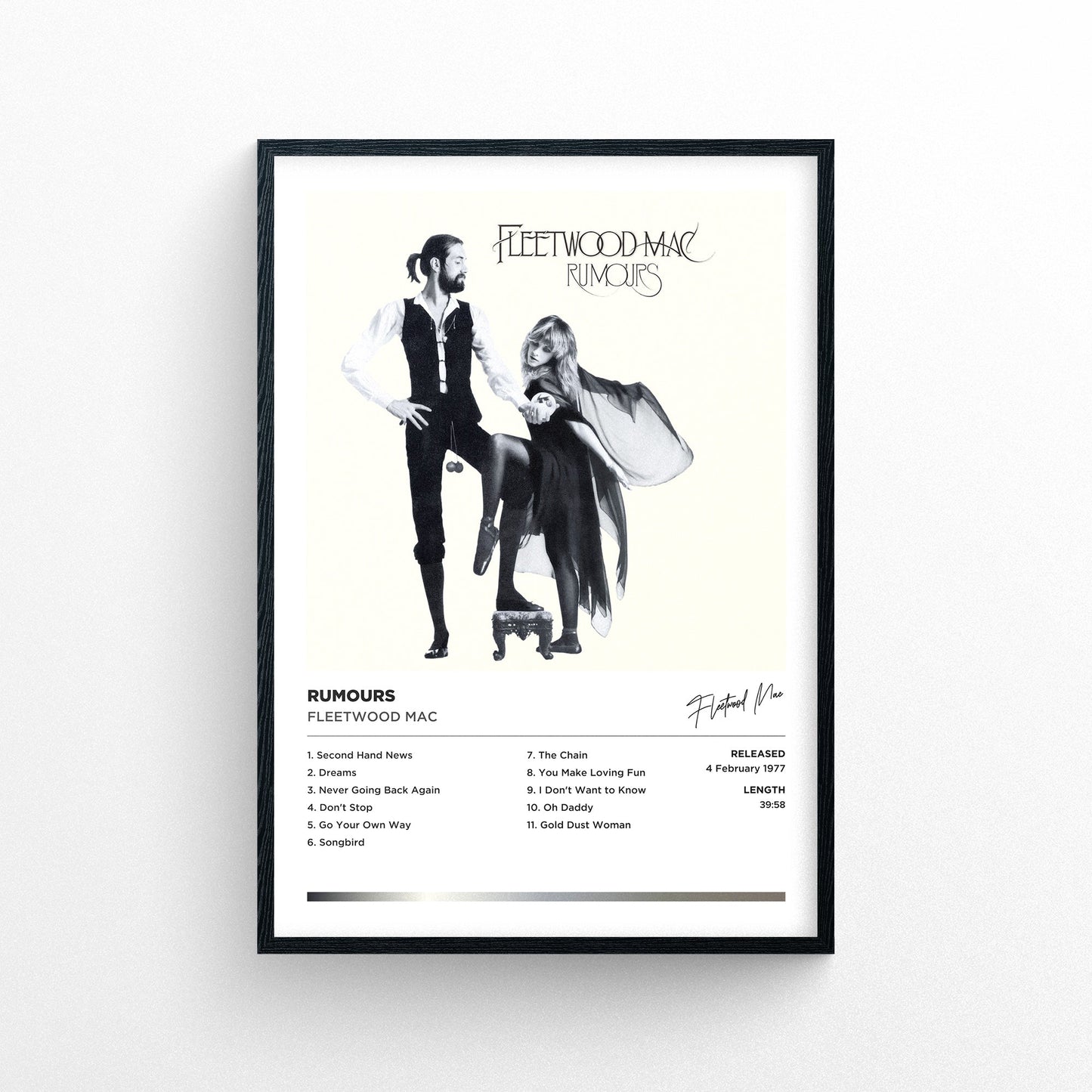 Fleetwood Mac - Rumours Framed Poster Print | Polaroid Style | Album Cover Artwork