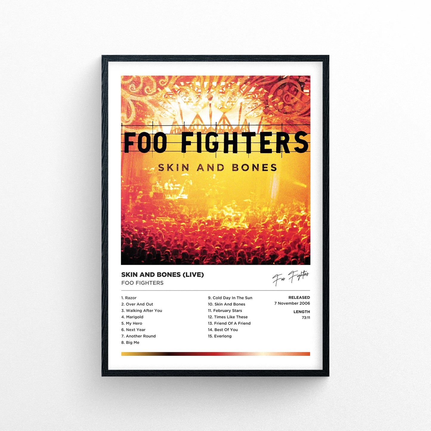 Foo Fighters - Skin And Bones (Live) Framed Poster Print | Polaroid Style | Album Cover Artwork