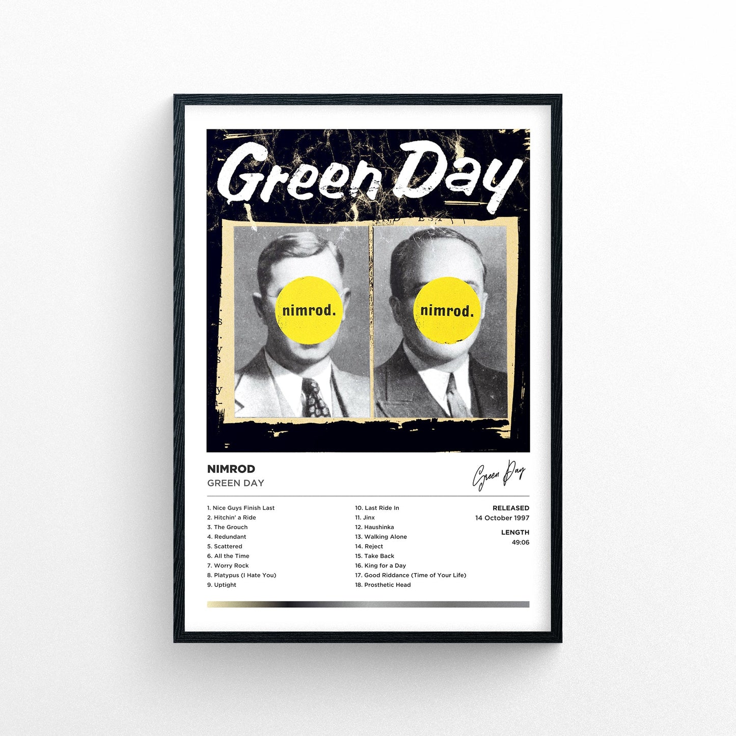 Green Day - Nimrod Framed Poster Print | Polaroid Style | Album Cover Artwork