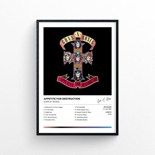 Guns N' Roses - Appetite For Destruction Poster Print - Framed Options Available | Polaroid Style | Album Cover Artwork