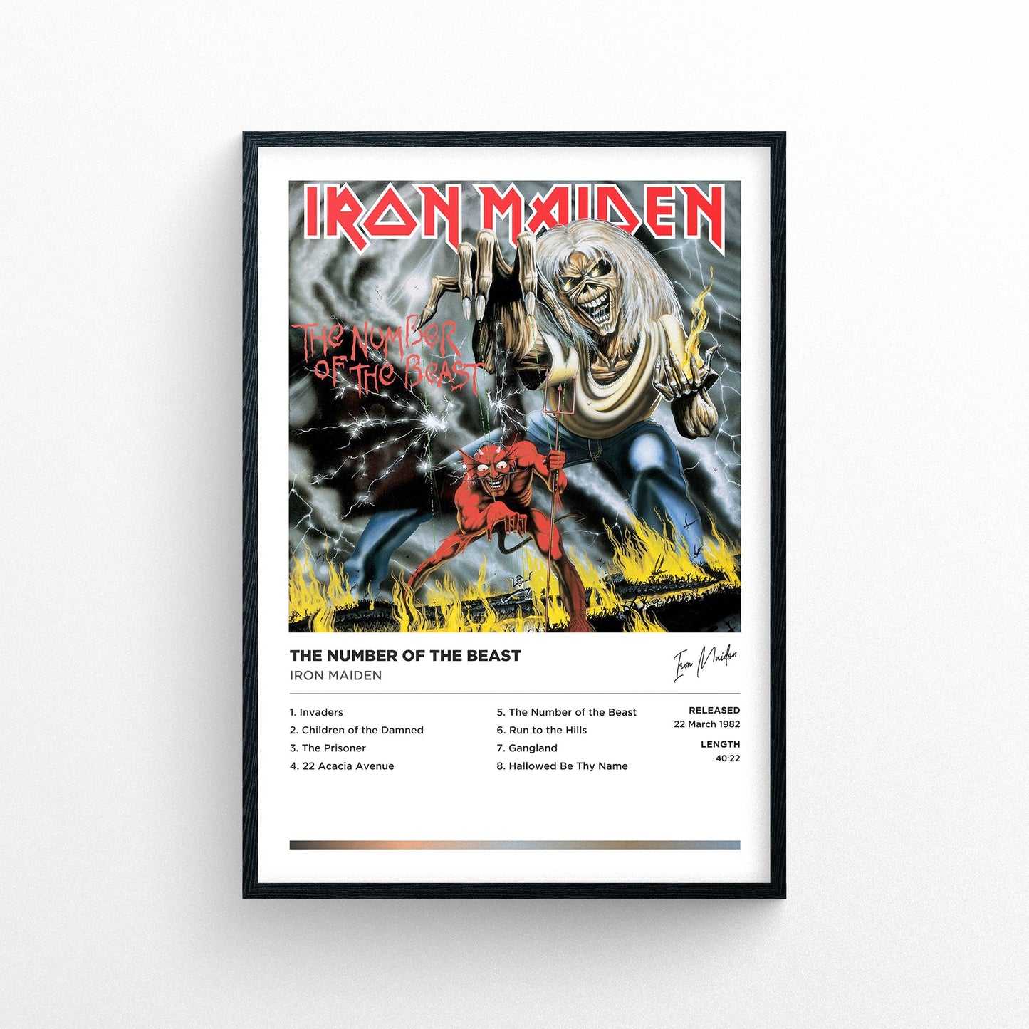 Iron Maiden - The Number of the Beast Framed Poster Print | Polaroid Style | Album Cover Artwork