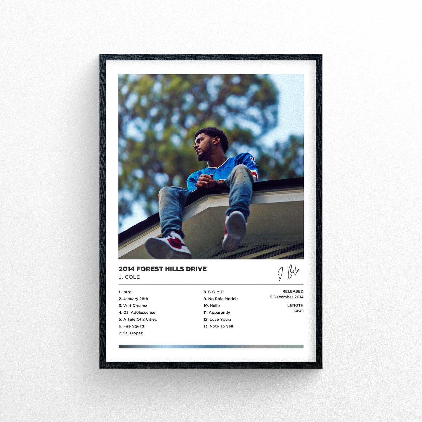 J Cole - 2014 Forest Hills Drive Framed Poster Print | Polaroid Style | Album Cover Artwork