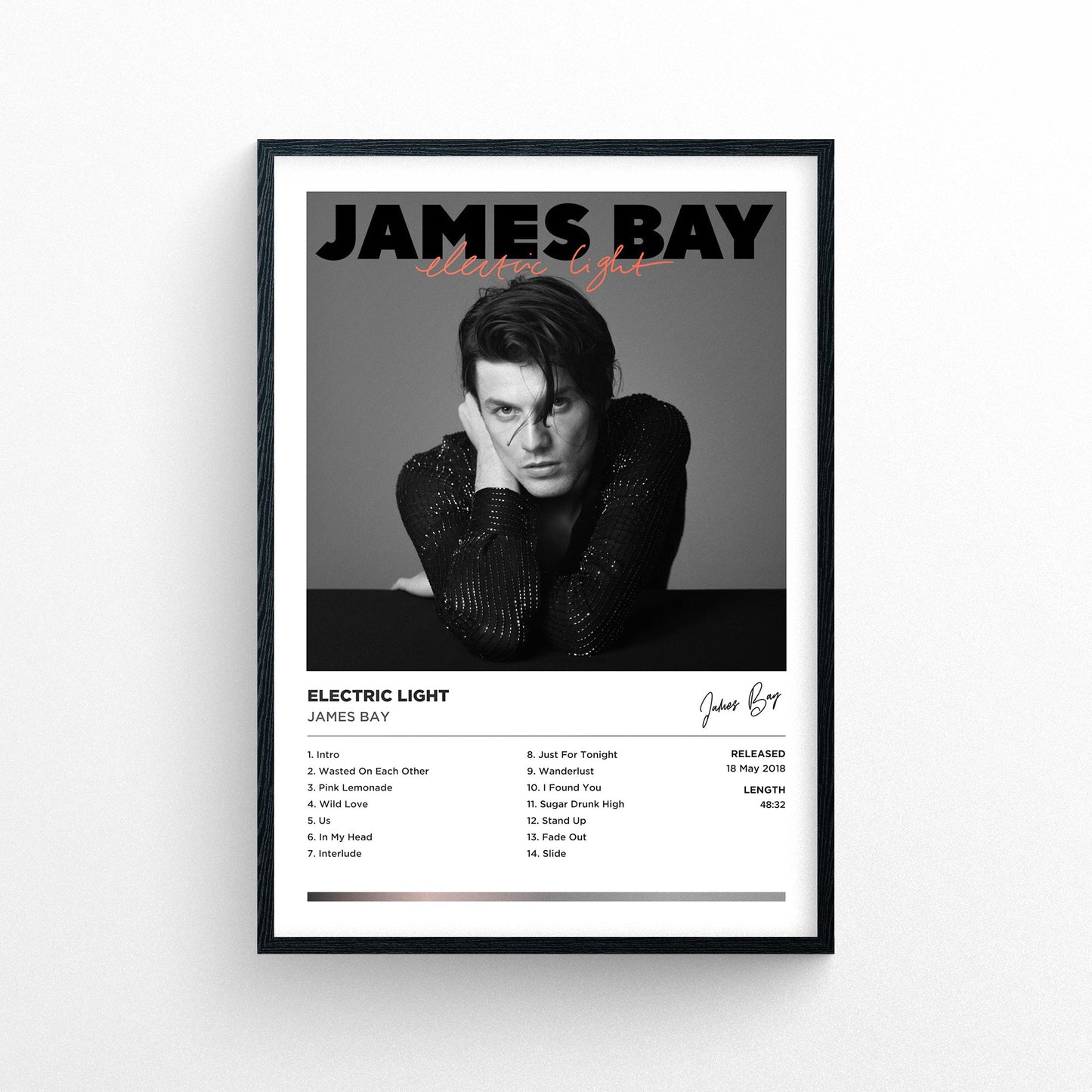 James Bay - Electric Light Framed Poster Print | Polaroid Style | Album Cover Artwork