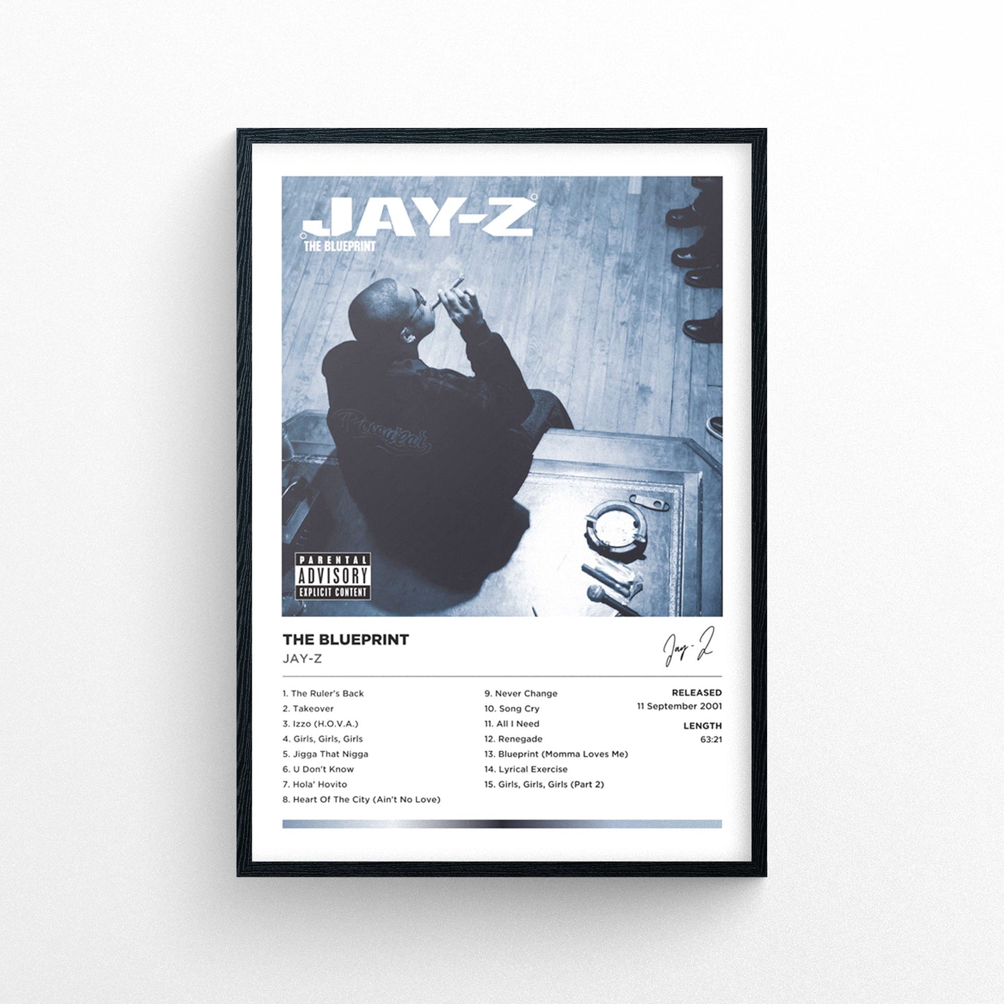 Jay Z - The Blueprint Framed Poster Print | Polaroid Style | Album Cover Artwork