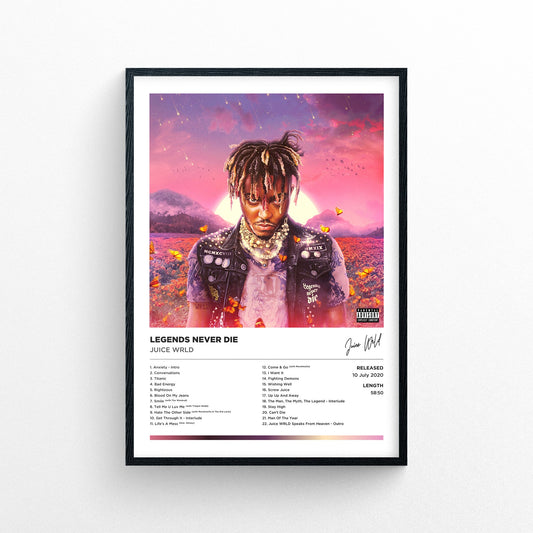 Juice WRLD - Legends Never Die Poster Print - Framed Options Available | Polaroid Style | Album Cover Artwork