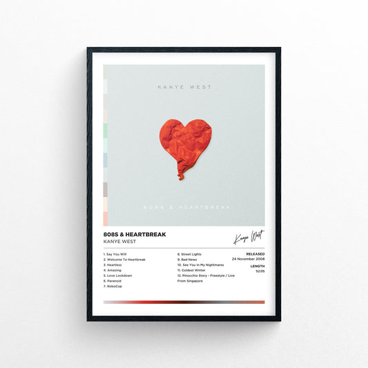 Kanye West - 808s & Heartbreak Framed Poster Print | Polaroid Style | Album Cover Artwork