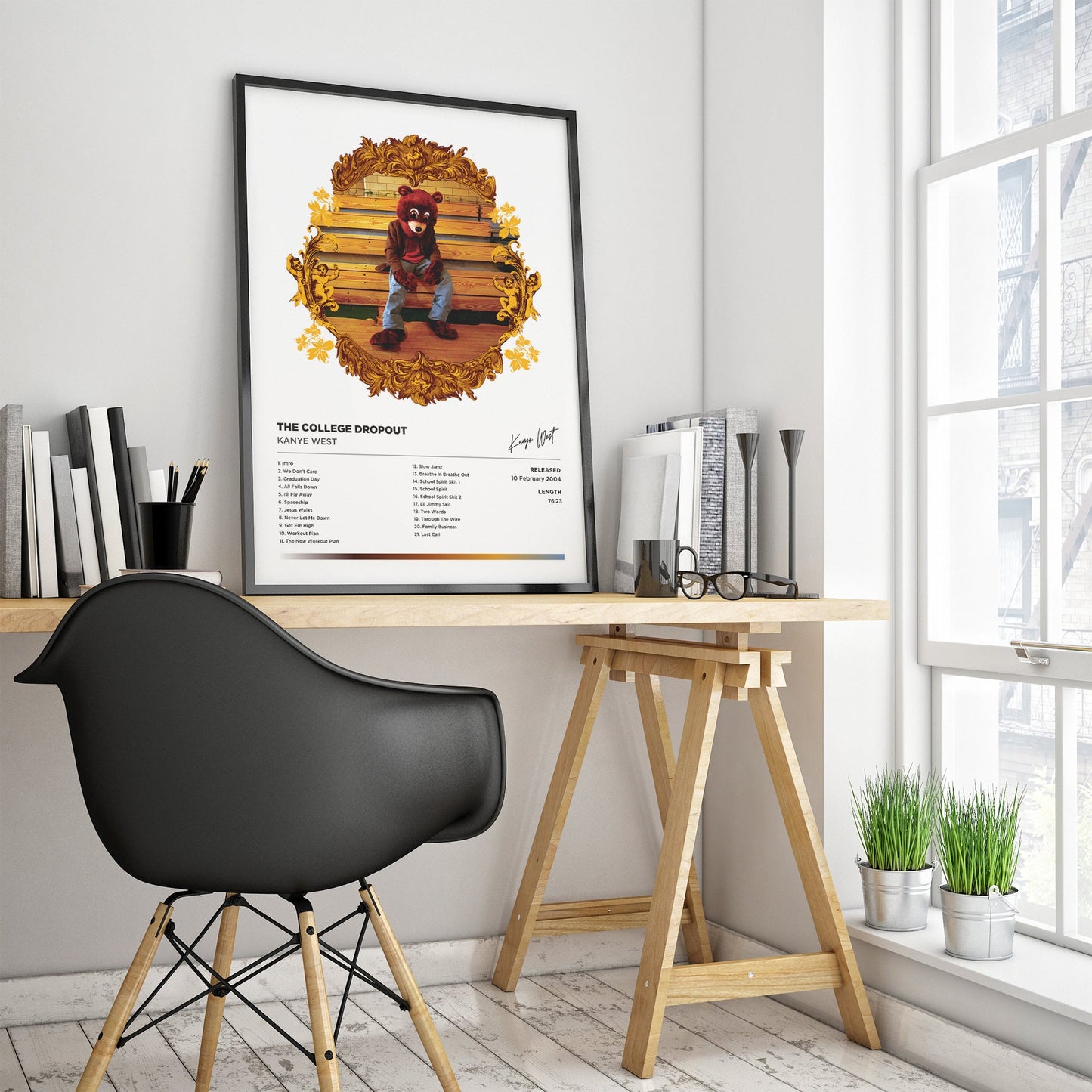 Kanye West - College Dropout Framed Poster Print | Polaroid Style | Album Cover Artwork