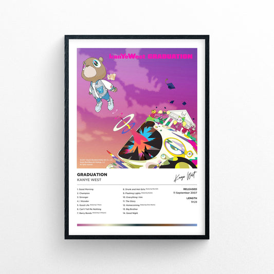 Kanye West - Graduation Poster Print - Framed Options Available | Polaroid Style | Album Cover Artwork