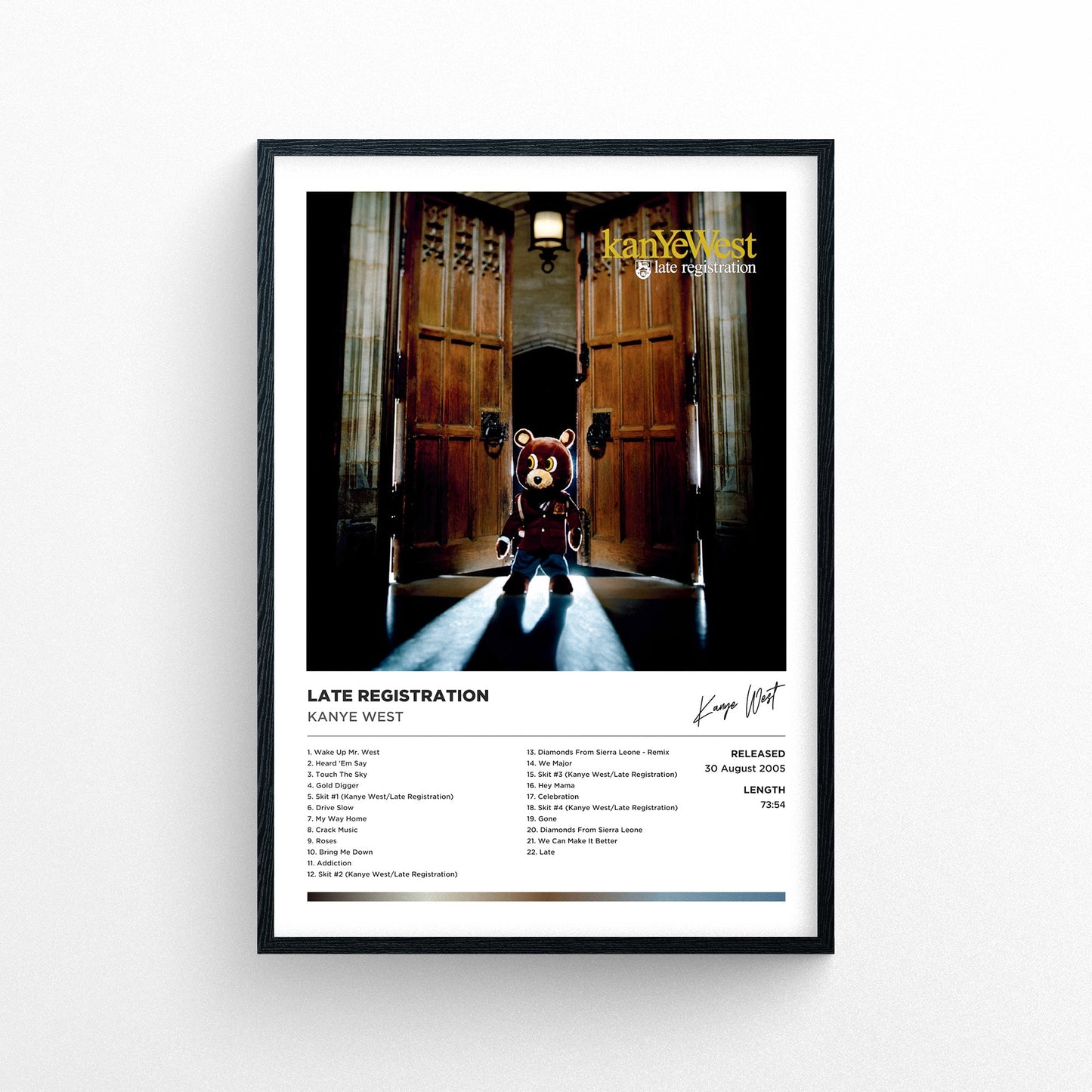 Kanye West - Late Registration Framed Poster Print | Polaroid Style | Album Cover Artwork