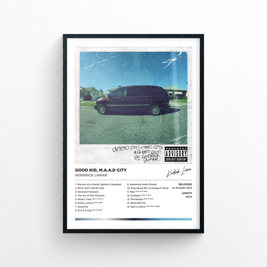 Kendrick Lamar - Good Kid m.A.A.d City Alternative Cover Poster Print - Framed Options Available | Polaroid Style | Album Cover Artwork