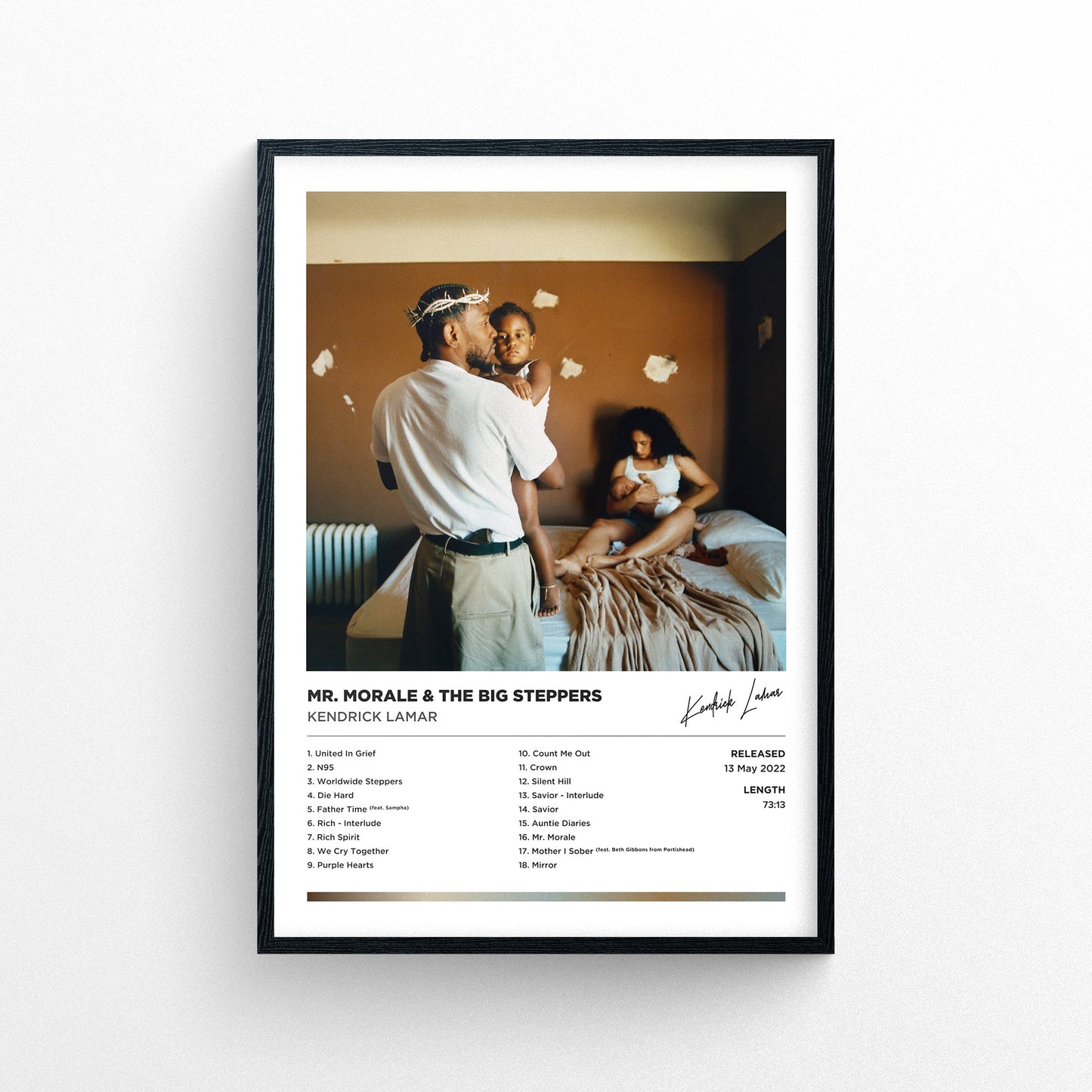 Kendrick Lamar - Mr Morale and the Big Steppers Framed Poster Print | Polaroid Style | Album Cover Artwork