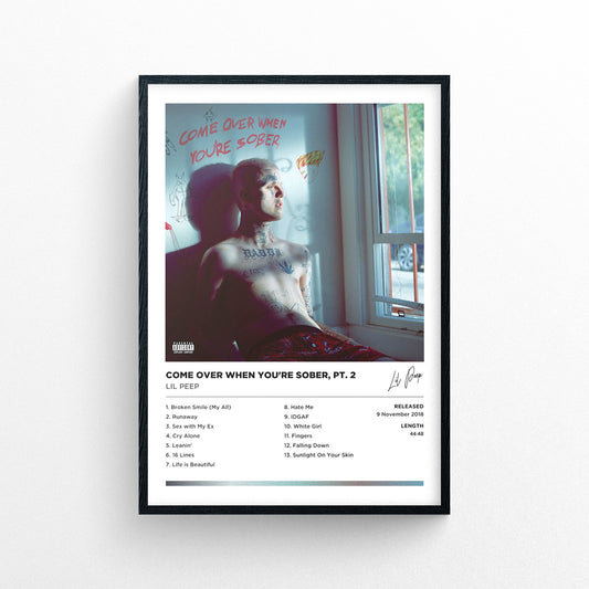 Lil Peep - Come Over When You're Sober Pt. 2 Framed Poster Print | Polaroid Style | Album Cover Artwork