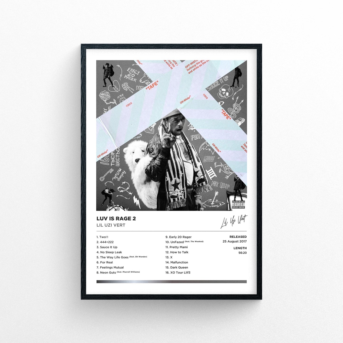 Lil Uzi Vert - Luv Is Rage 2 Framed Poster Print | Polaroid Style | Album Cover Artwork