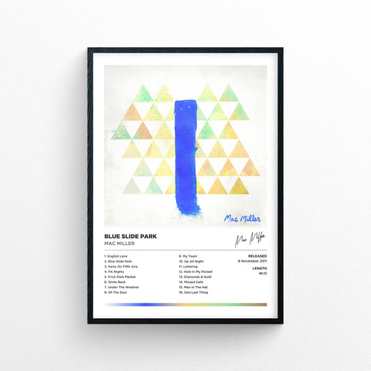 Mac Miller - Blue Slide Park Framed Poster Print | Polaroid Style | Album Cover Artwork