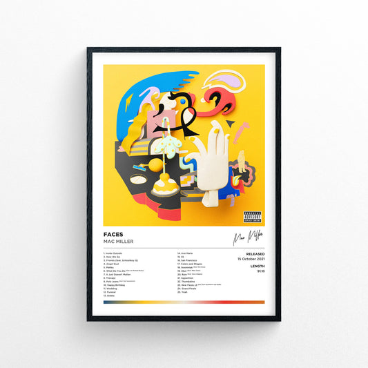 Mac Miller - Faces Framed Poster Print | Polaroid Style | Album Cover Artwork