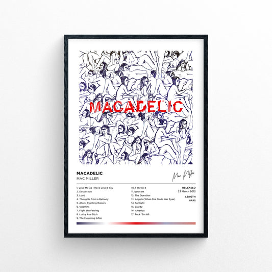 Mac Miller - Macadelic Framed Poster Print | Polaroid Style | Album Cover Artwork