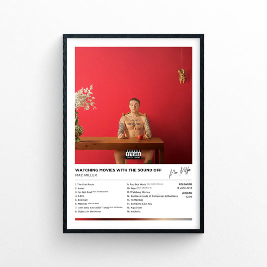 Mac Miller - Watching Movies with the Sound Off Framed Poster Print | Polaroid Style | Album Cover Artwork