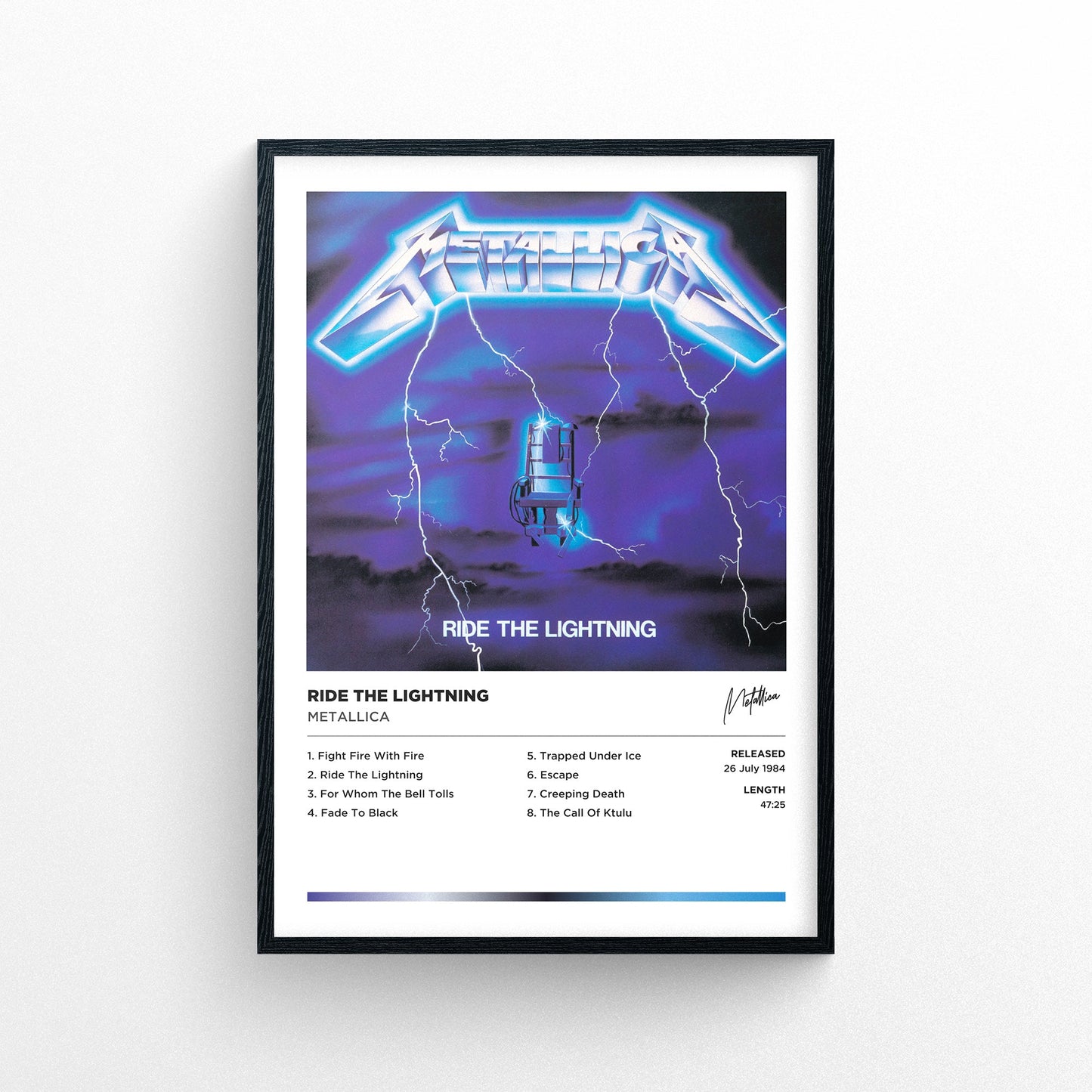 Metallica - Ride The Lightning Framed Poster Print | Polaroid Style | Album Cover Artwork