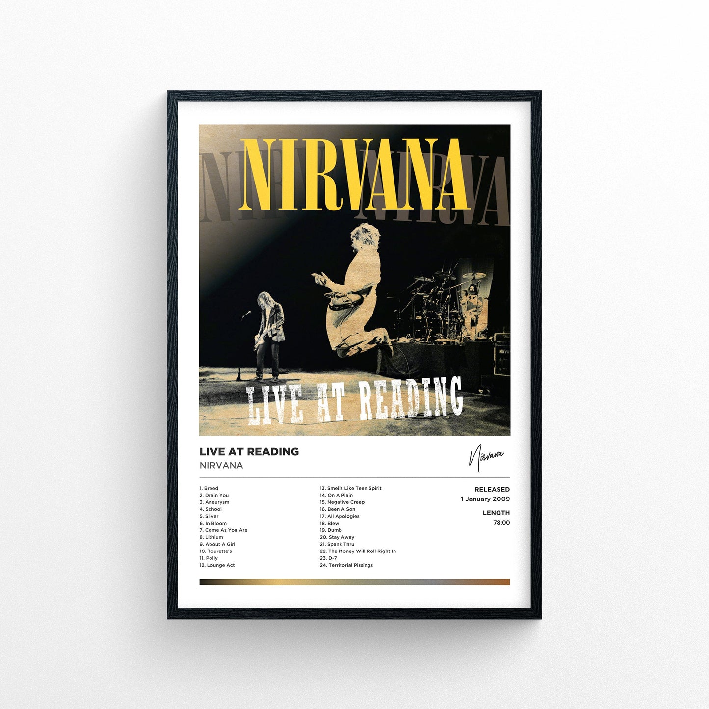 Nirvana - Live at Reading Framed Poster Print | Polaroid Style | Album Cover Artwork
