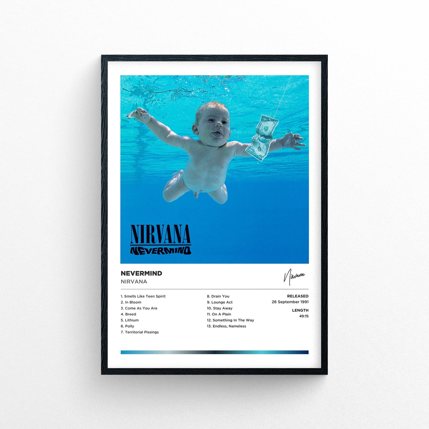 Nirvana - Nevermind Framed Poster Print | Polaroid Style | Album Cover Artwork