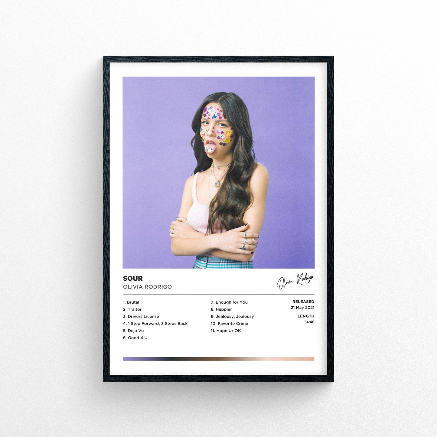 Olivia Rodrigo - Sour Framed Poster Print | Polaroid Style | Album Cover Artwork