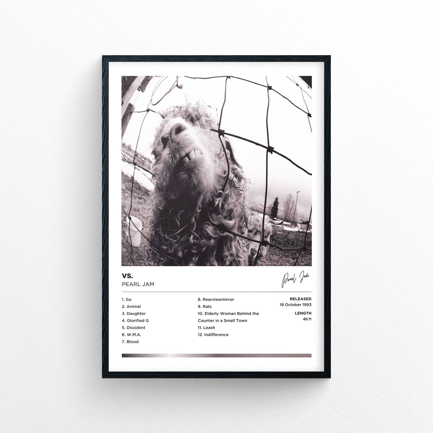 Pearl Jam - Vs. Framed Poster Print | Polaroid Style | Album Cover Artwork