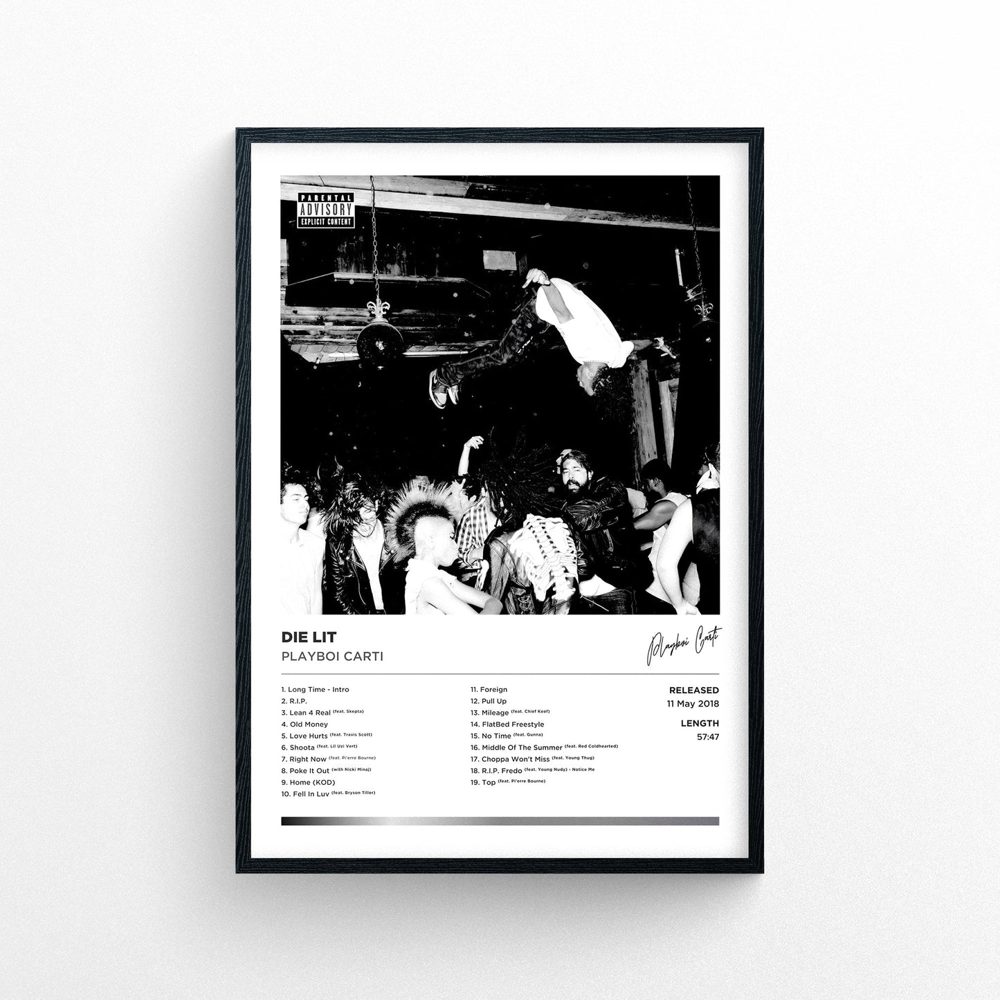 Playboi Carti - Die Lit Framed Poster Print | Polaroid Style | Album Cover Artwork