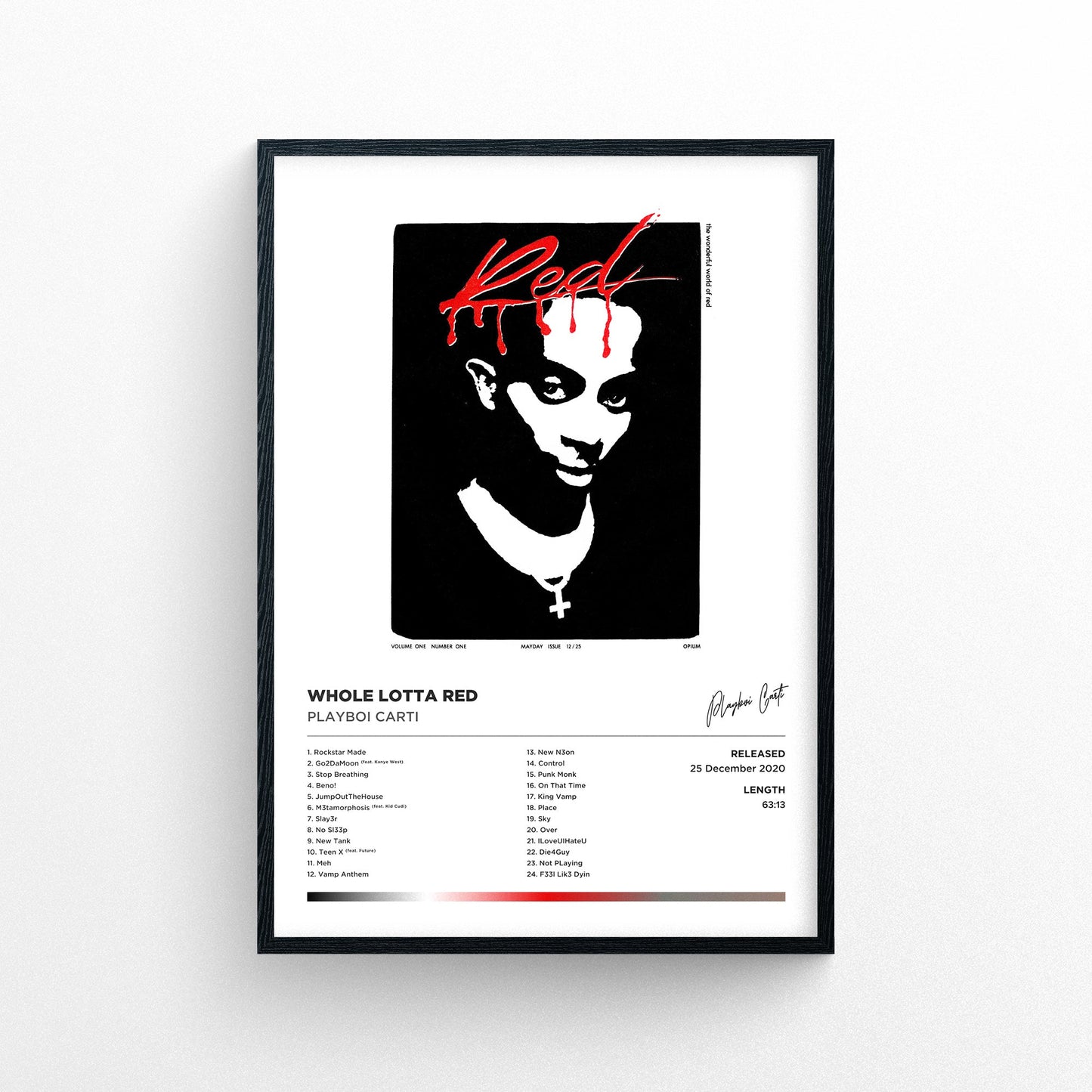Playboi Carti - Whole Lotta Red Framed Poster Print | Polaroid Style | Album Cover Artwork