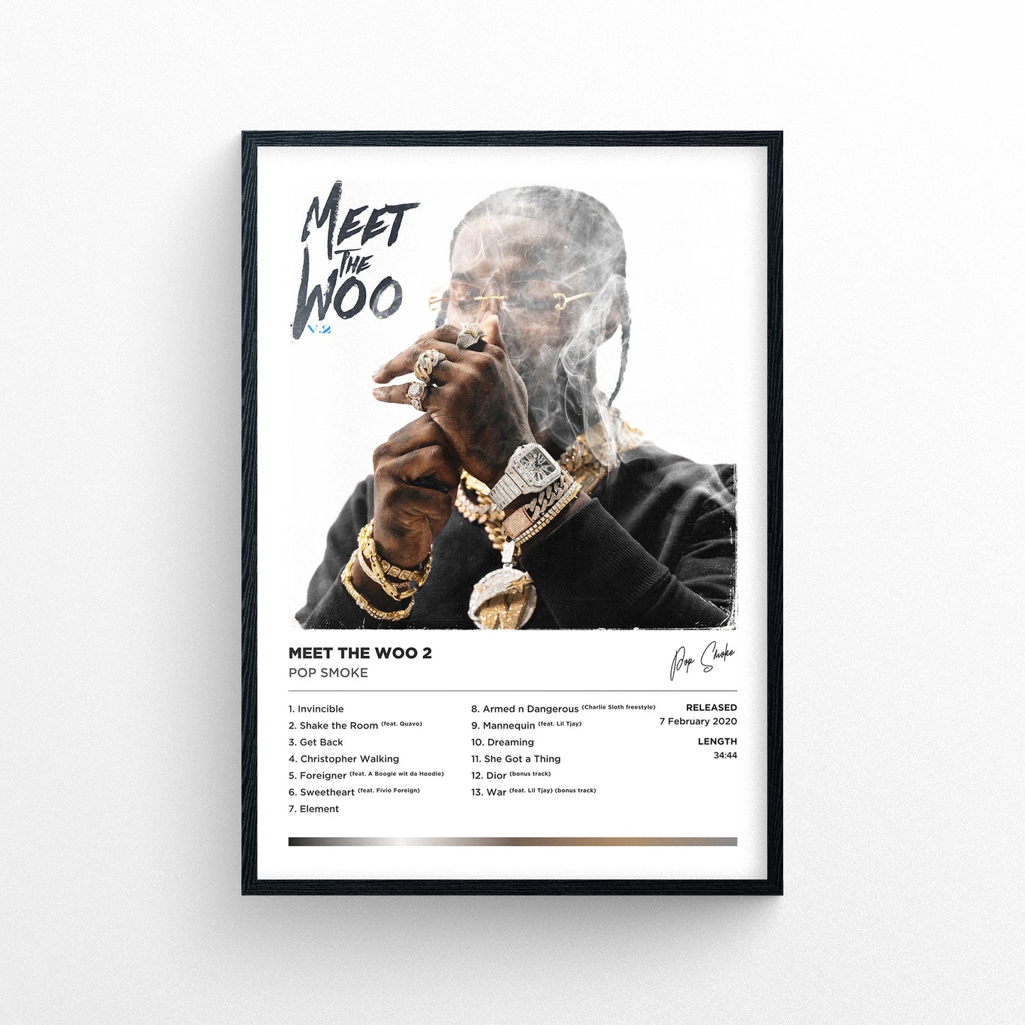 Pop Smoke - Meet the Woo 2 Framed Poster Print | Polaroid Style | Album Cover Artwork