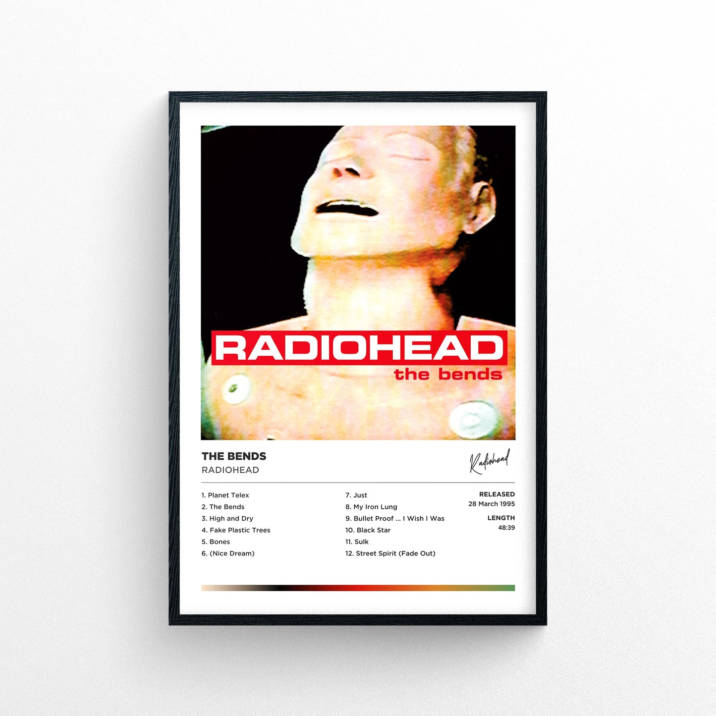 Radiohead - The Bends Framed Poster Print | Polaroid Style | Album Cover Artwork