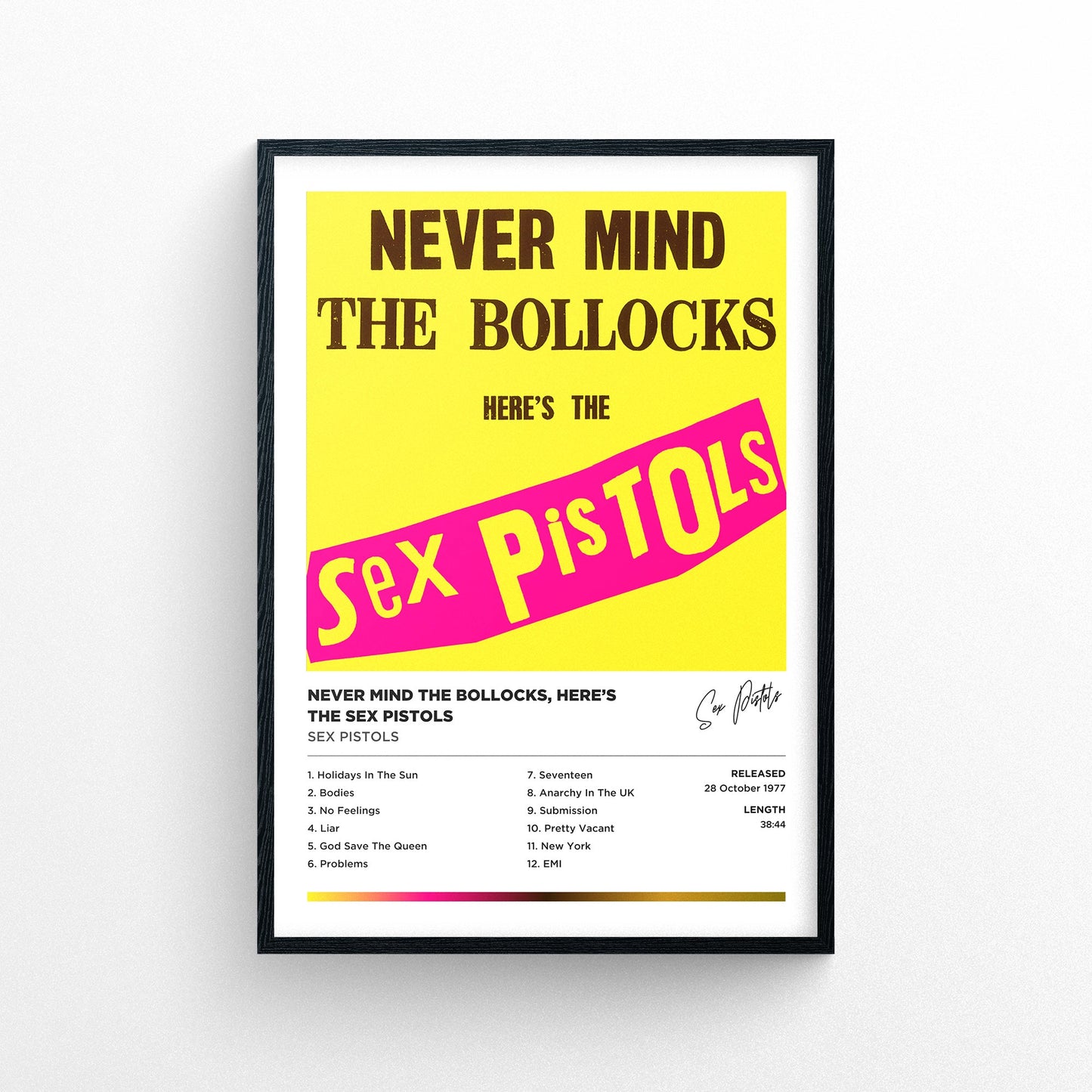 Sex Pistols - Never Mind The Bollocks Here's The Sex Pistols Framed Poster Print | Polaroid Style | Album Cover Artwork
