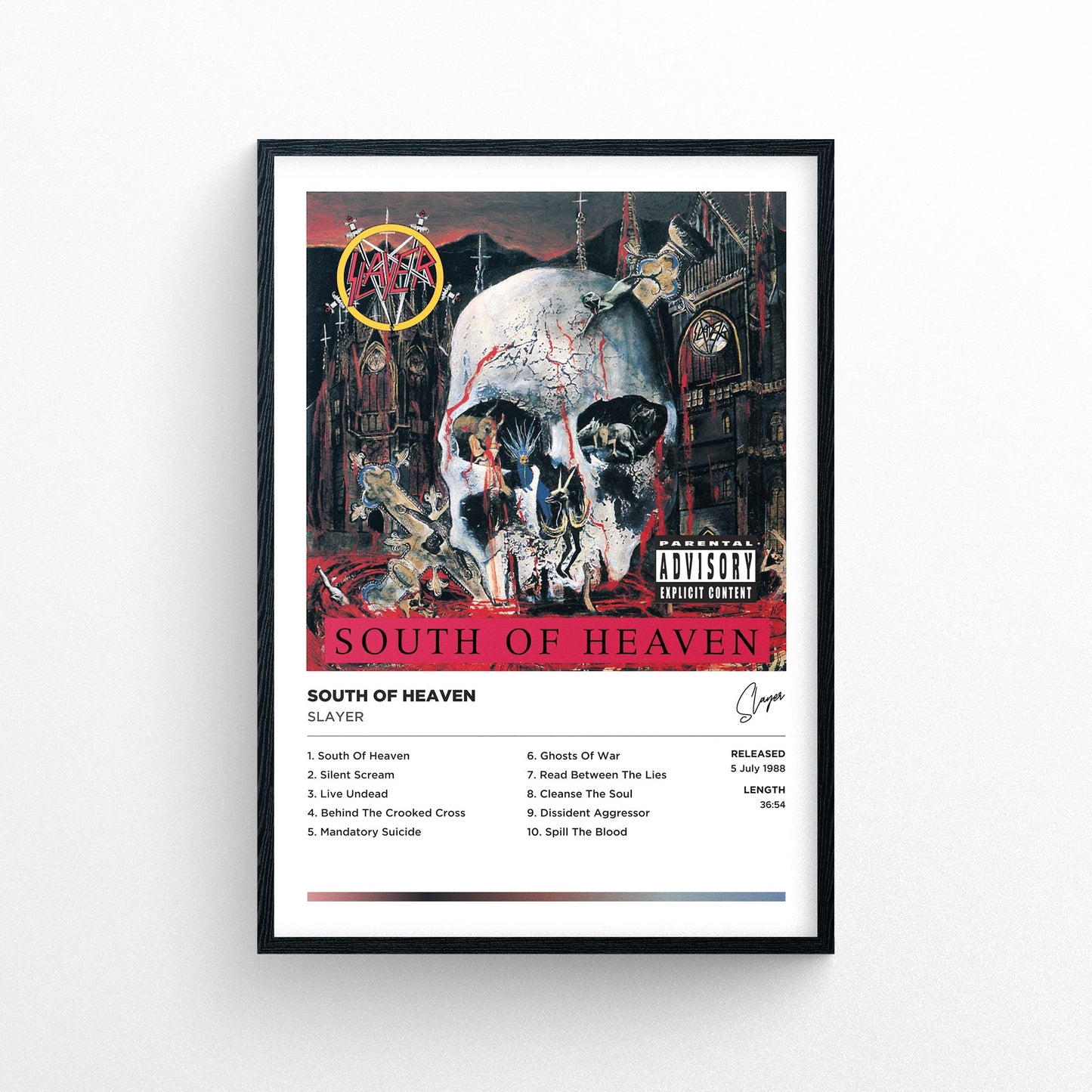 Slayer - South Of Heaven Framed Poster Print | Polaroid Style | Album Cover Artwork